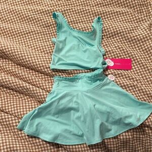 Yogalicious Girl’s Aruba Blue Kinsley Active Tank and Skort Set